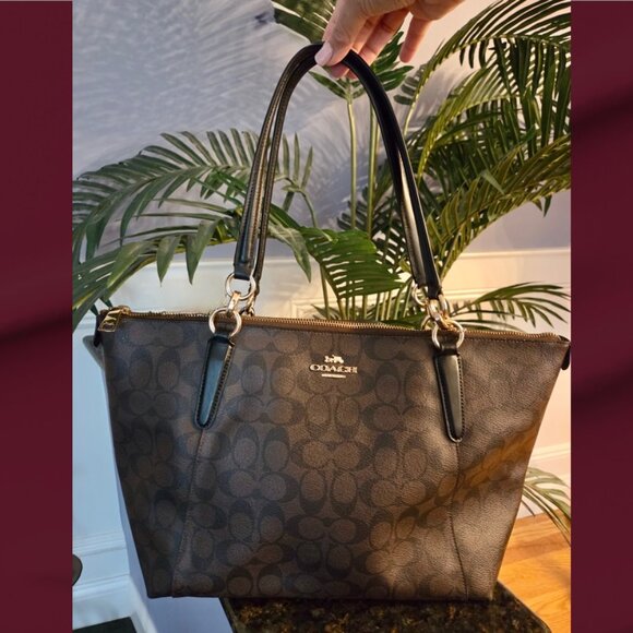 Coach Ava Signature Leather Zip Top Tote Bag - Picture 3 of 11